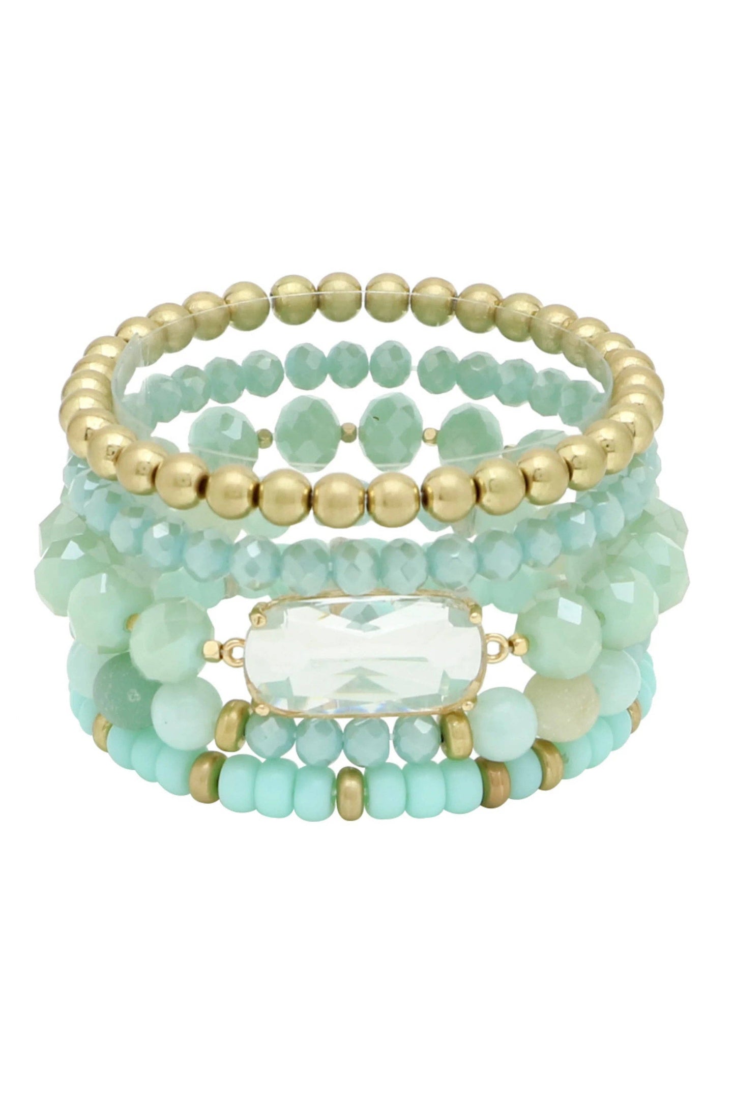 Crystal Beaded Bracelet - Aqua