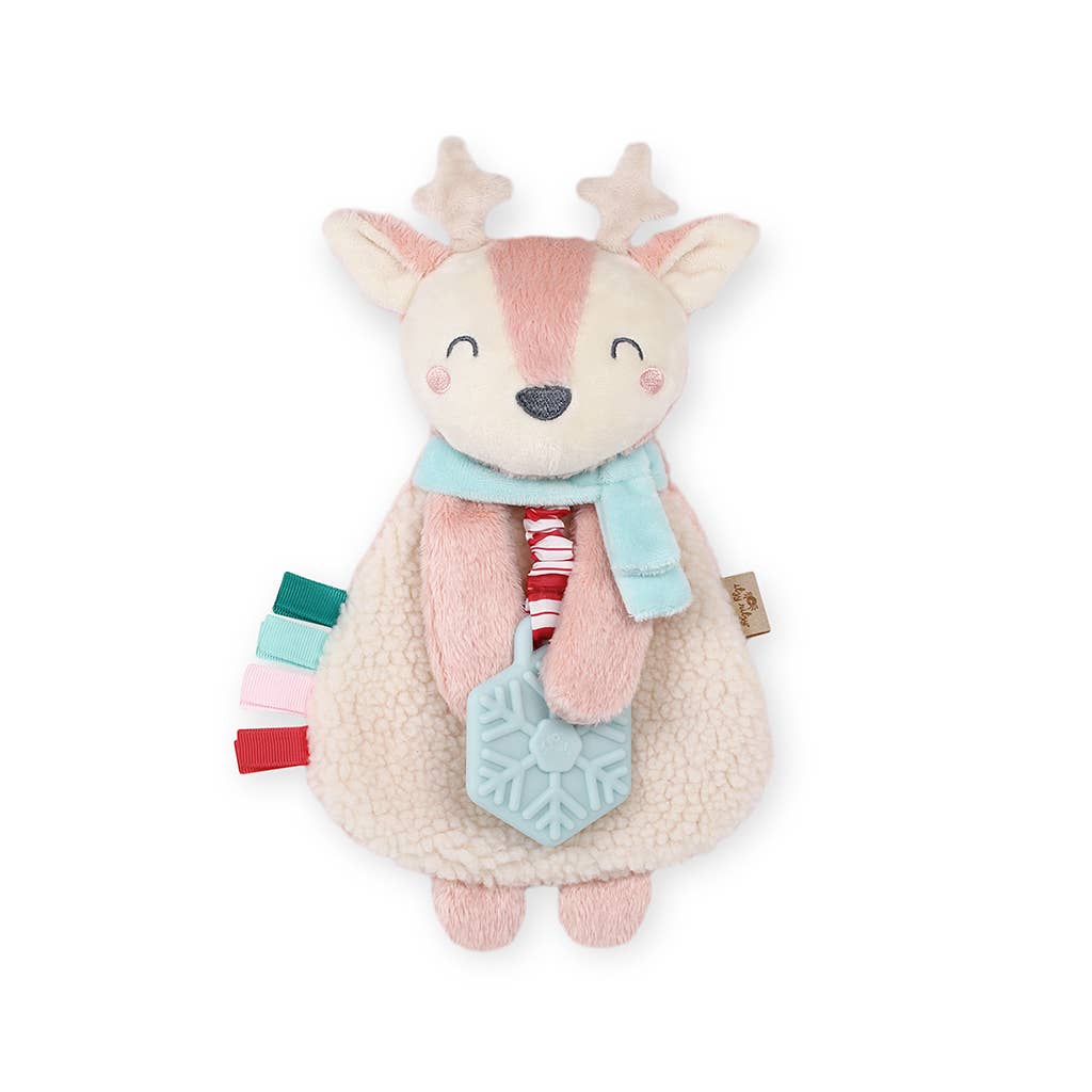 Holiday Pink Reindeer Plush & Teether Toy