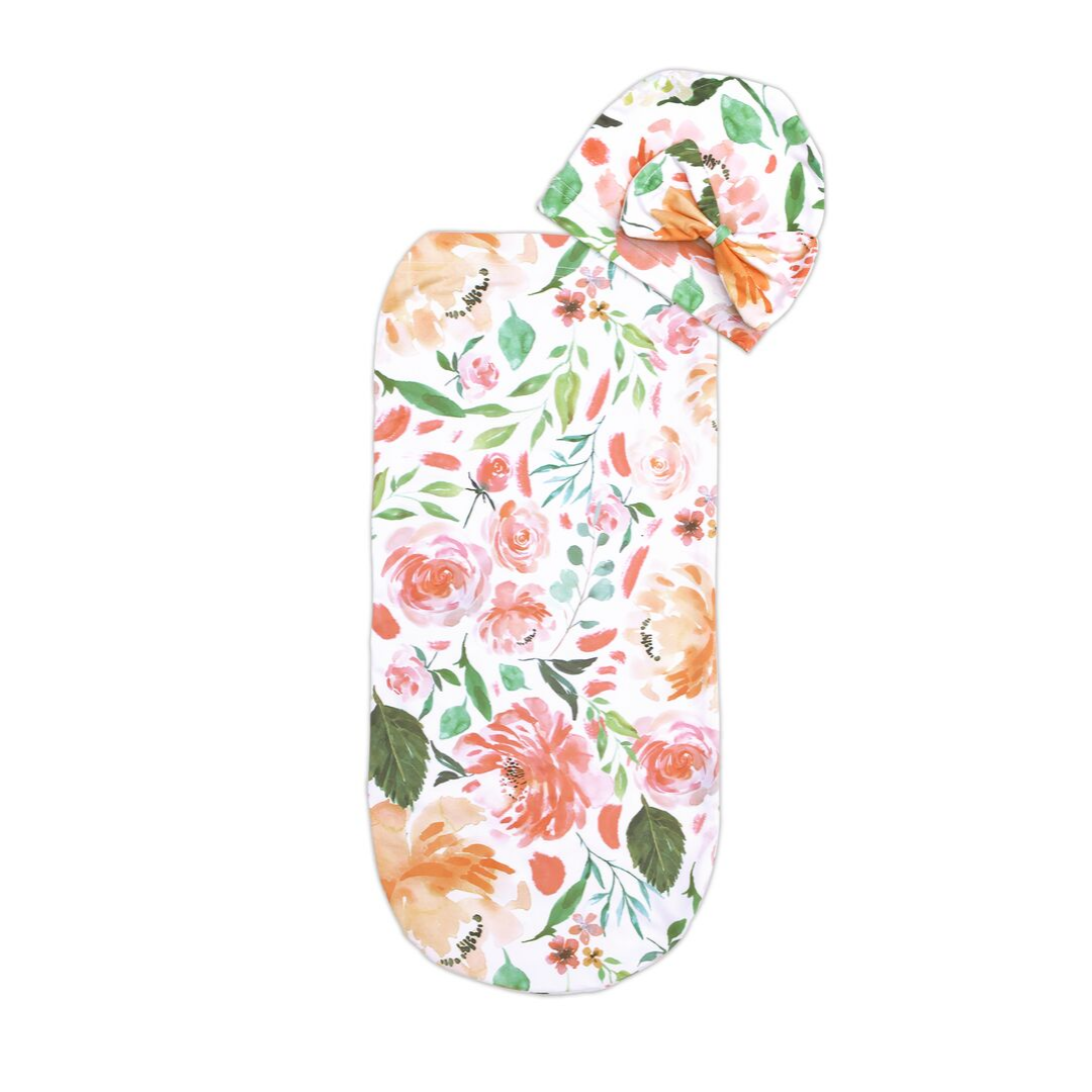 Cutie Cocoon™ Matching Cocoon & Hat Sets - Peach Floral