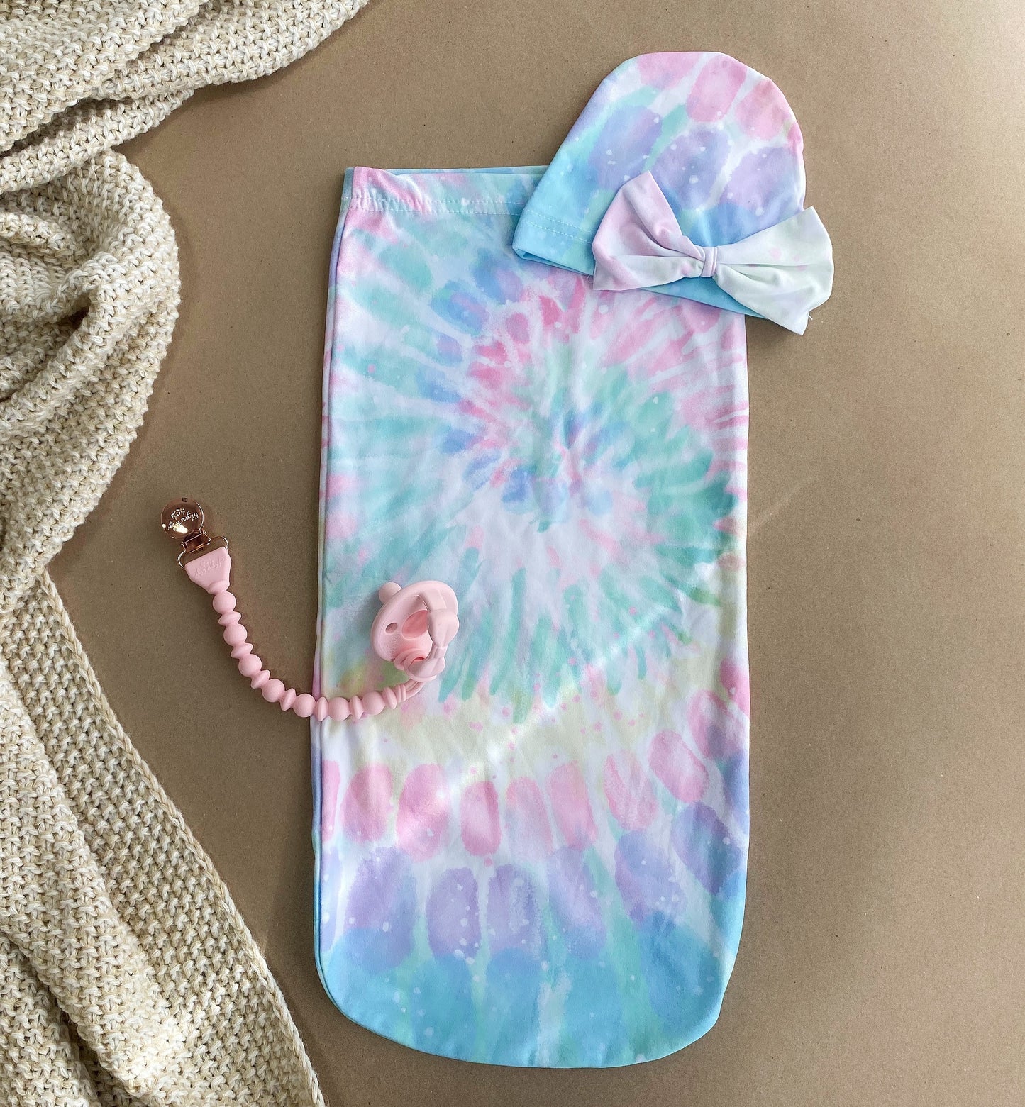 Cutie Cocoon™ Matching Cocoon & Hat Sets - Rainbow Tie Dye