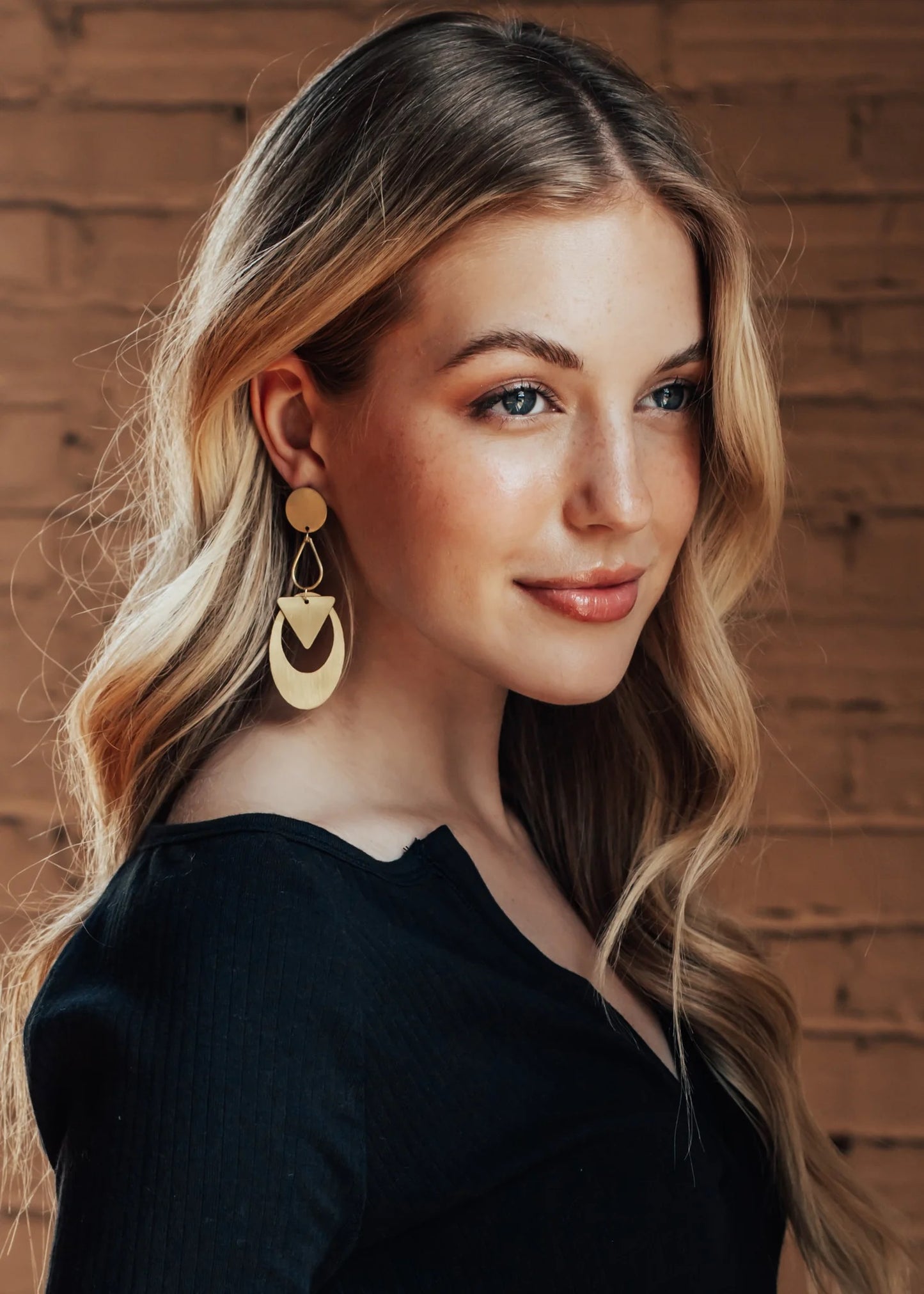 Gold Geometric Dangle Earrings