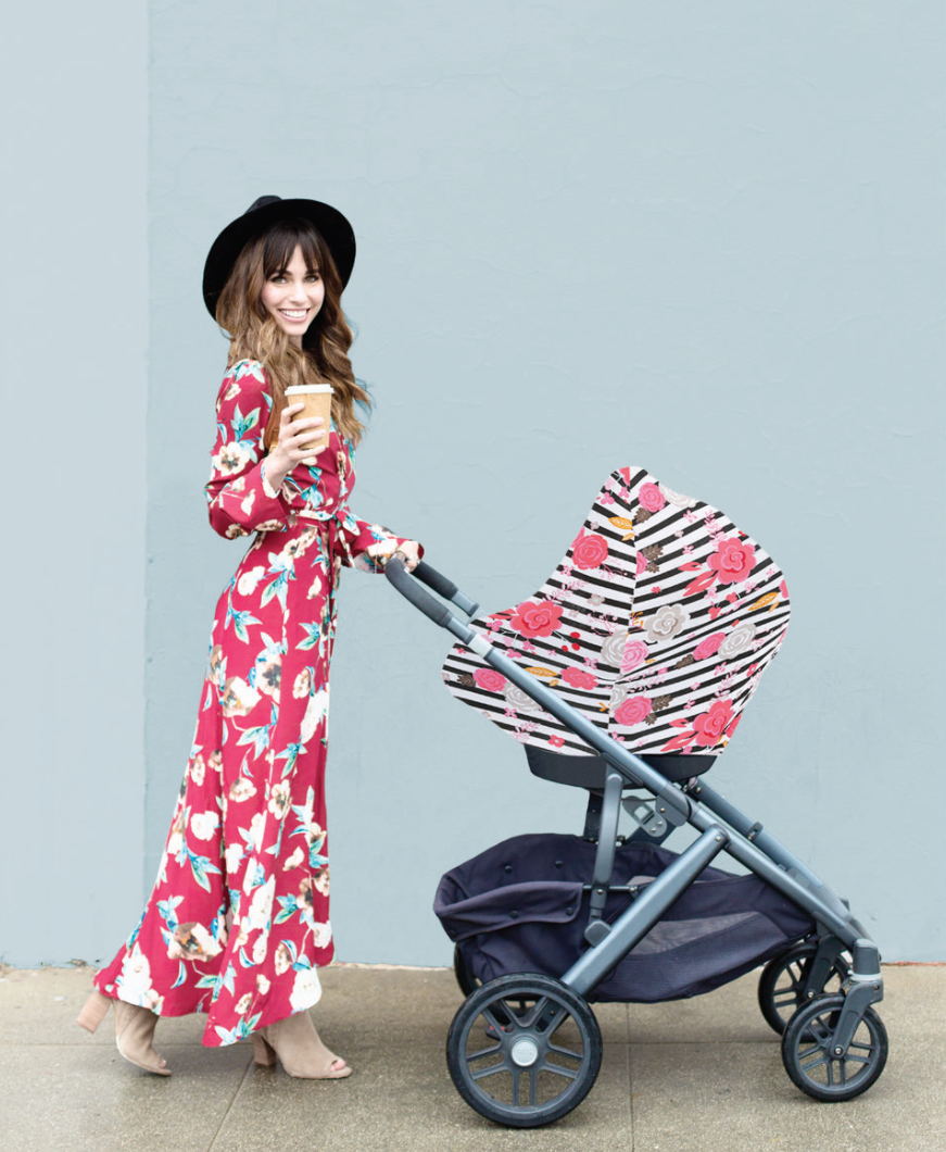 Mom Boss™ 4-in-1 Multi-Use Car Seat + Nursing Cover - Floral Stripe