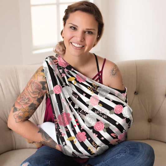 Mom Boss™ 4-in-1 Multi-Use Car Seat + Nursing Cover - Floral Stripe