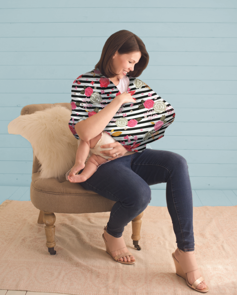 Mom Boss™ 4-in-1 Multi-Use Car Seat + Nursing Cover - Floral Stripe