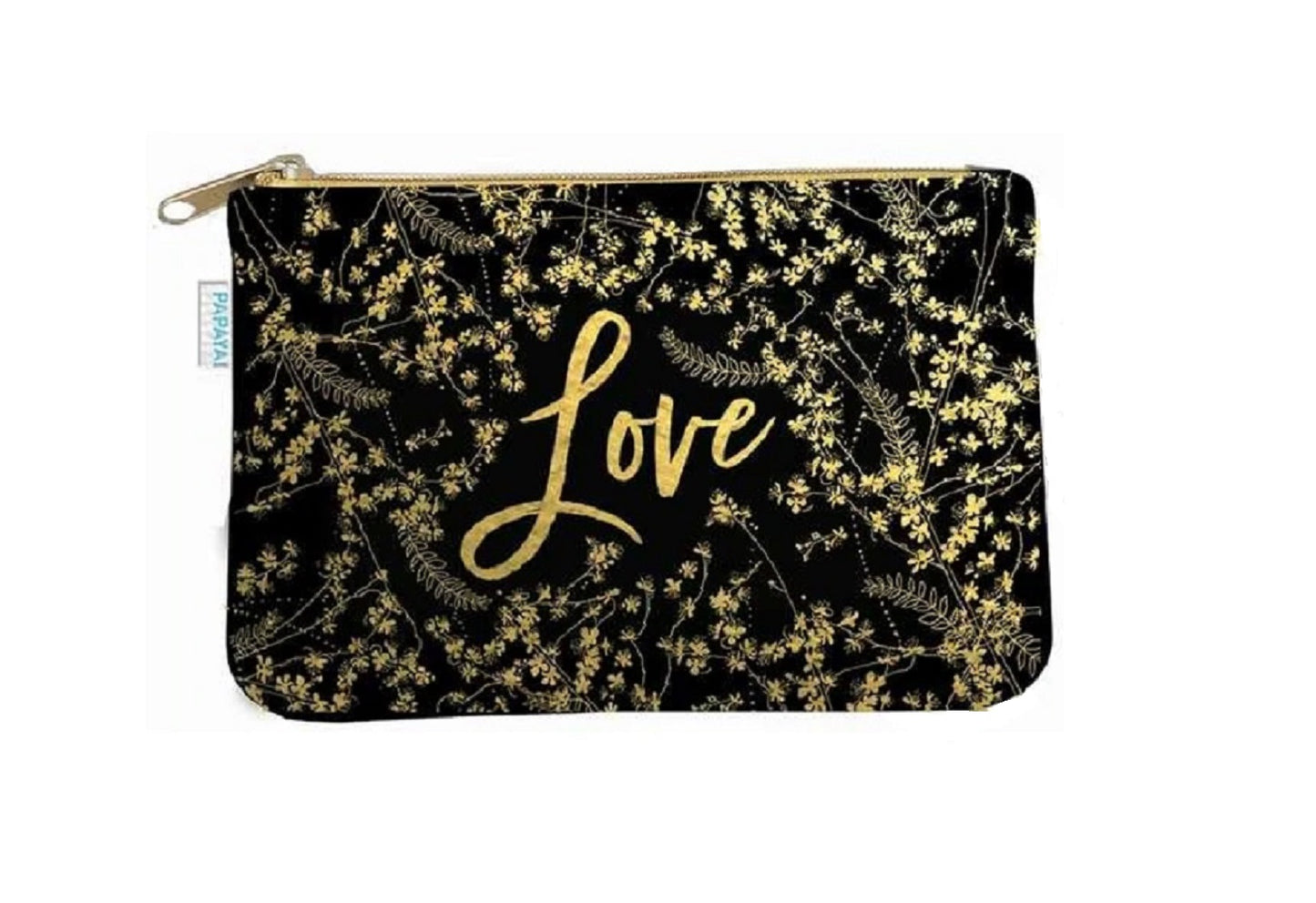 Coin Purse - Black Foiled Flowers