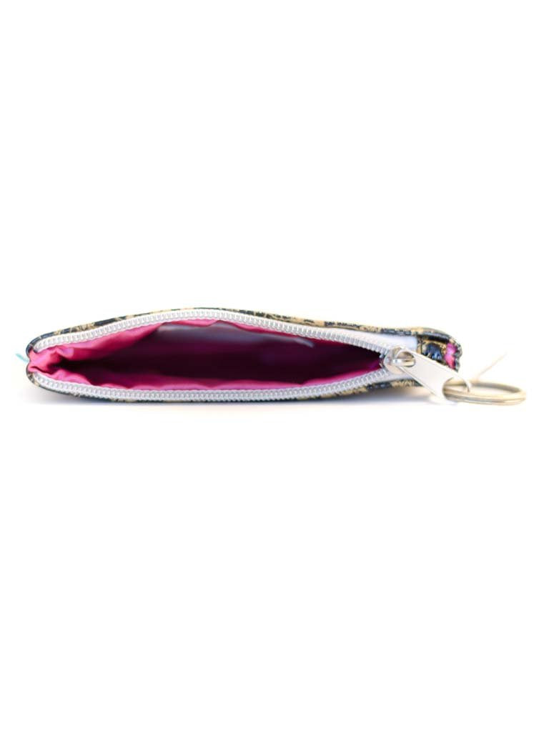 Coin Purse - Black Foiled Flowers