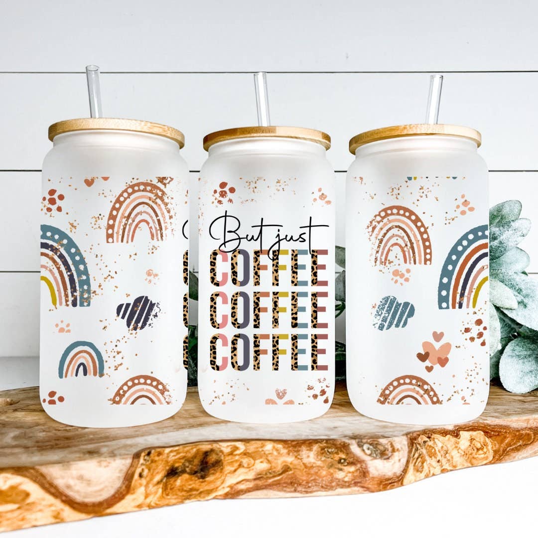 16 Oz Can Glass - But First Coffee