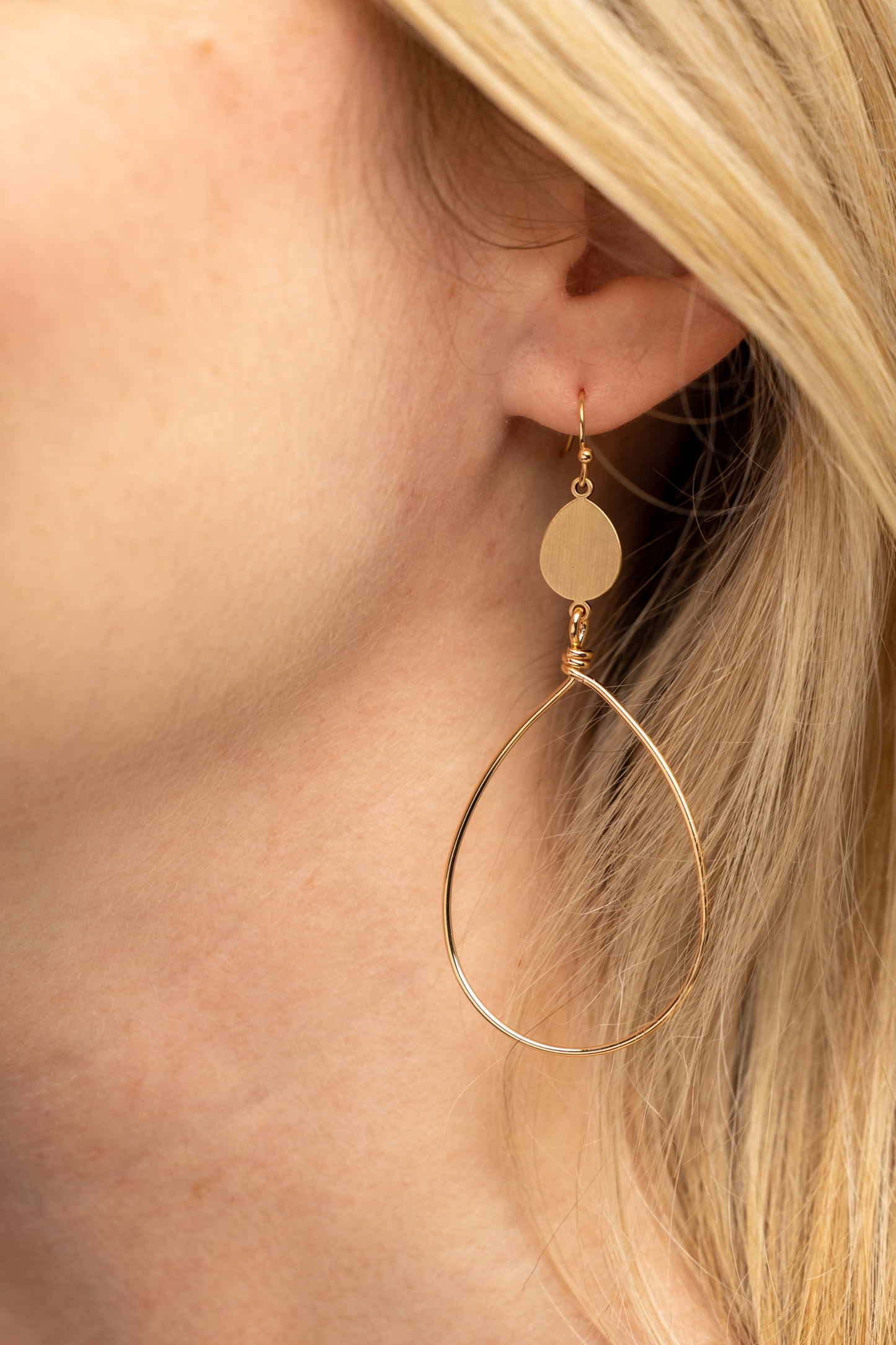 Satin Teardrop Earrings - Gold