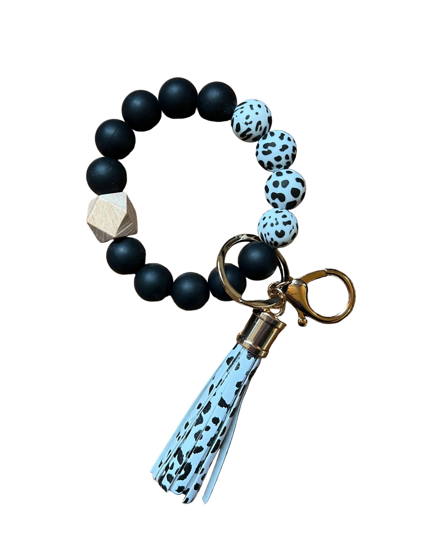 Silicone Wristlet Keychain - Black and White