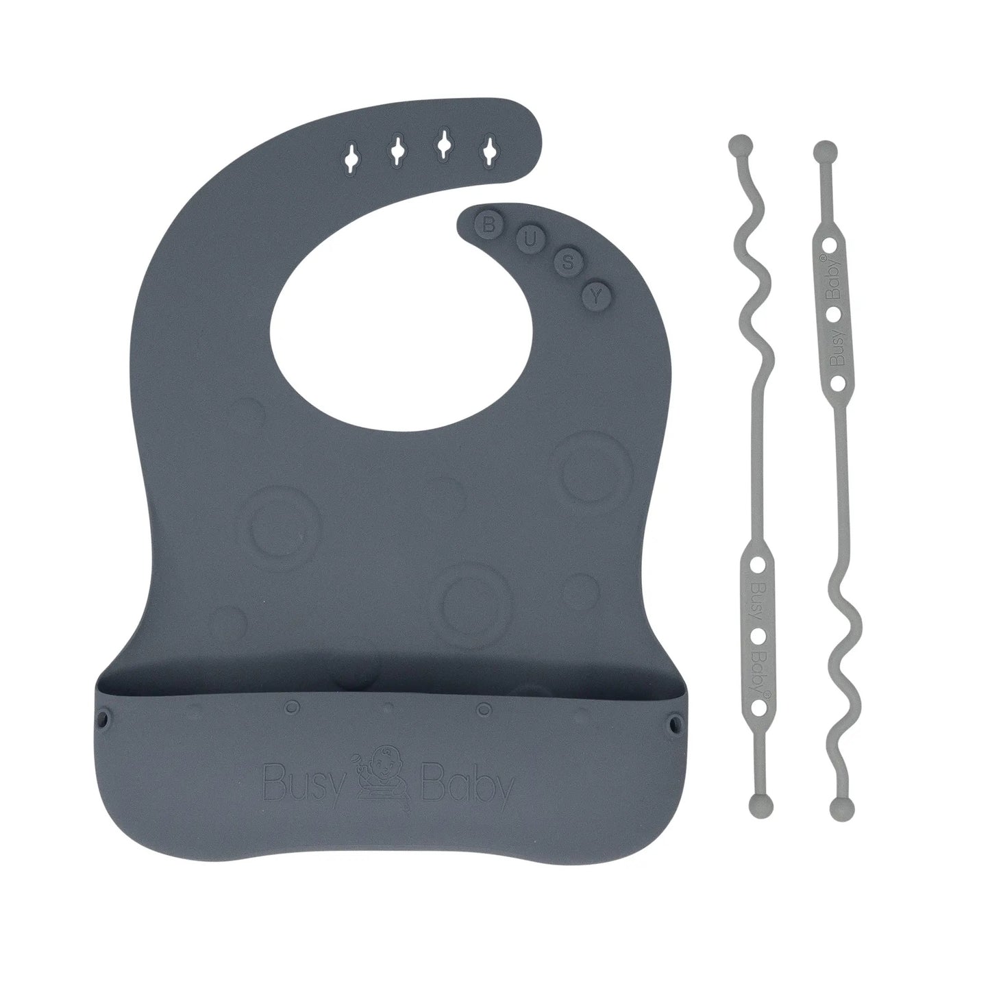 Busy Baby Bungee Bib - Pewter