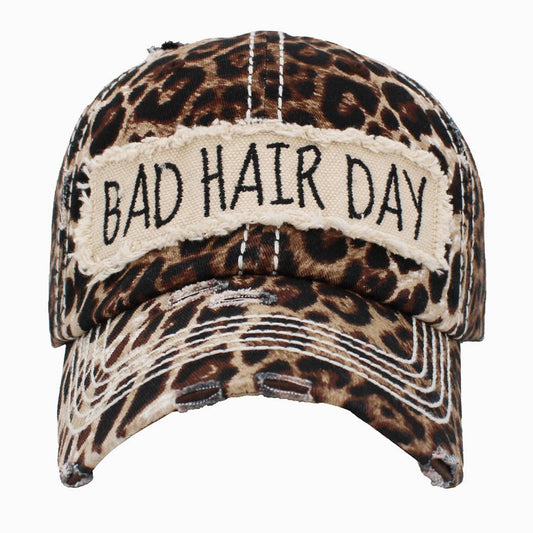 Bad Hair Day Washed Vintage Ball Cap - Leopard