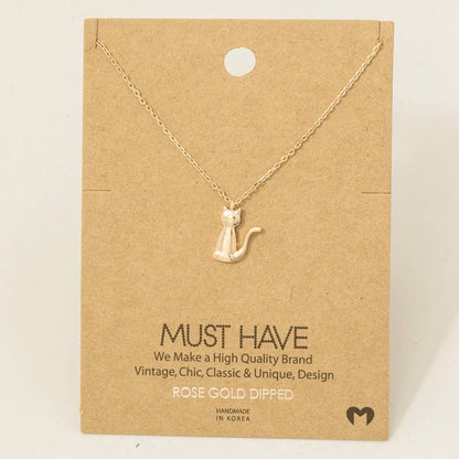 Gold Dipped Cat Pendant Necklace