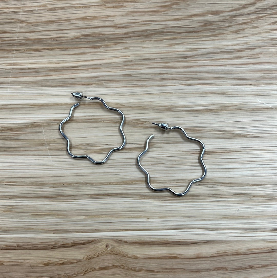 Silver Geometric Hoop Earrings