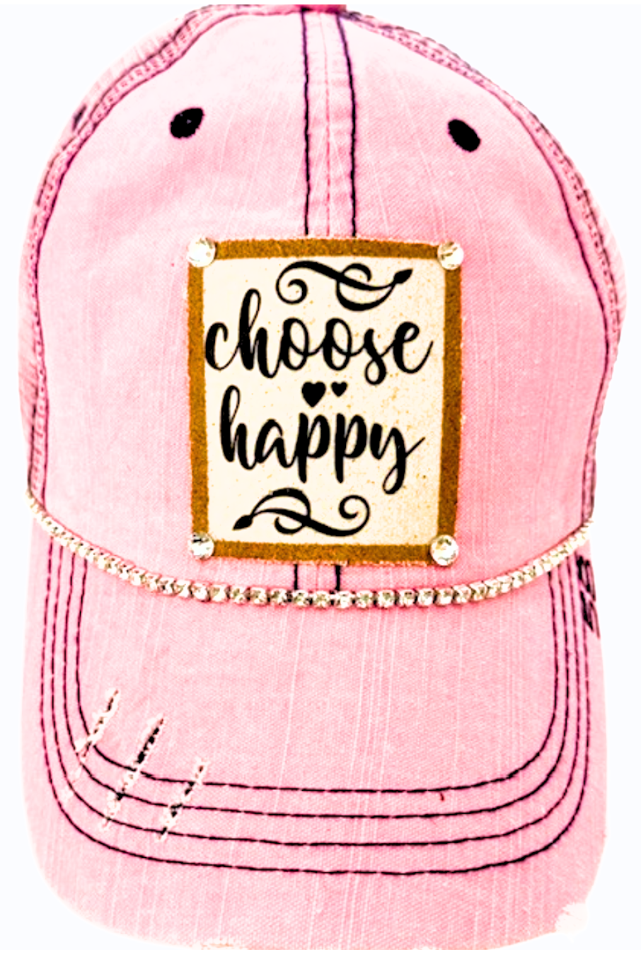 Choose Happy Distress Trucker Hat