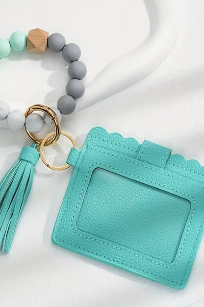 Silicone Beaded Keychain Card Holder Wristlet