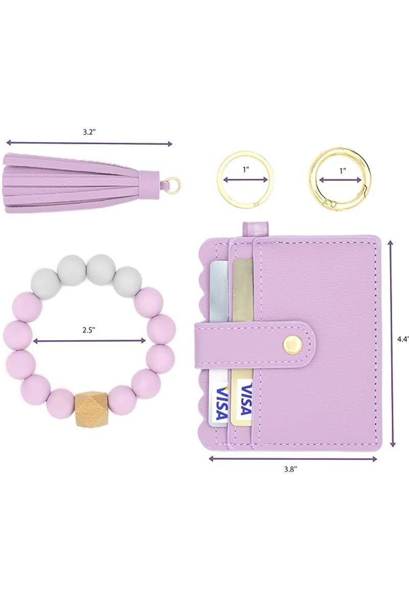 Silicone Beaded Keychain Card Holder Wristlet