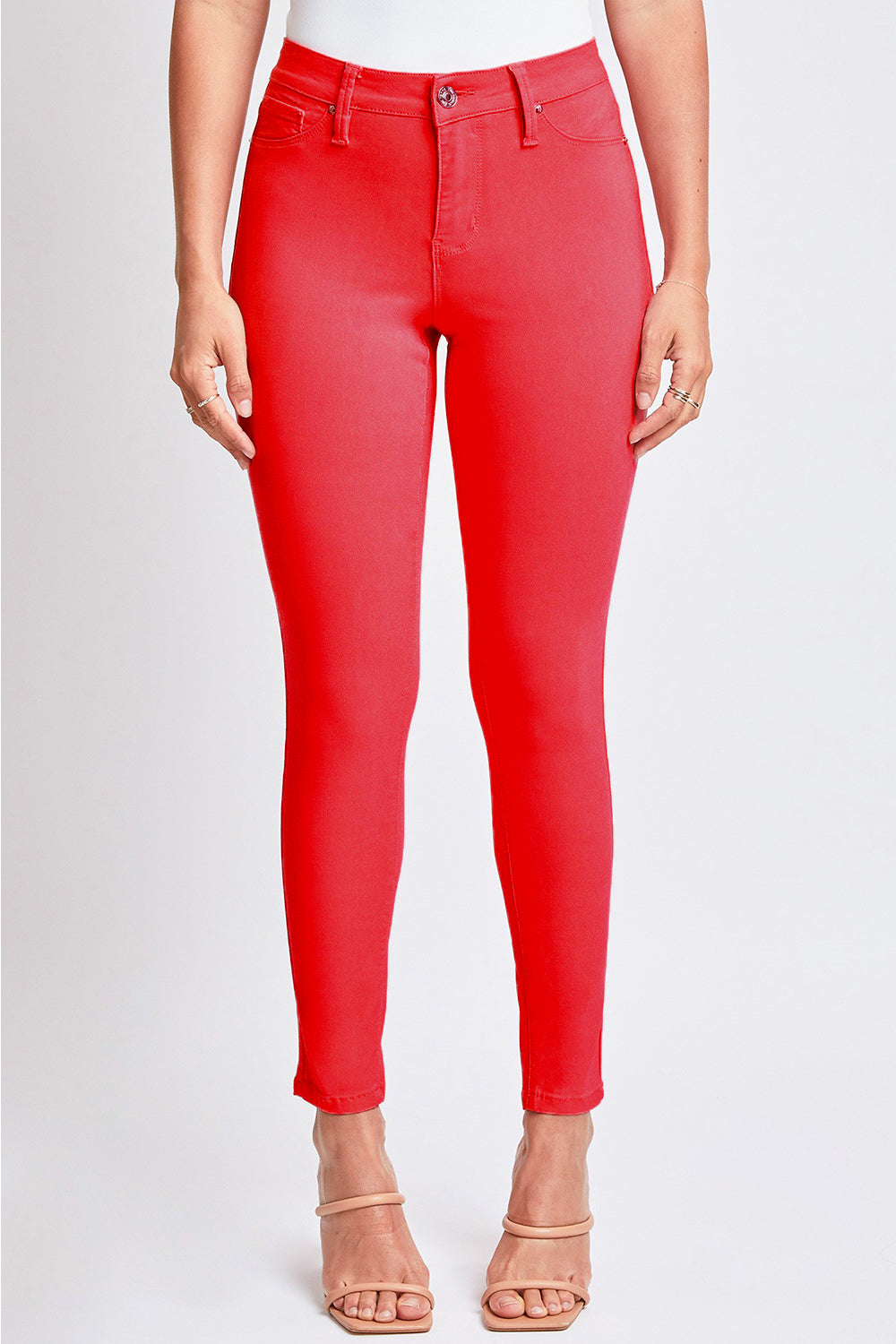 Full Size Hyperstretch Mid-Rise Skinny Jean - Ruby Red