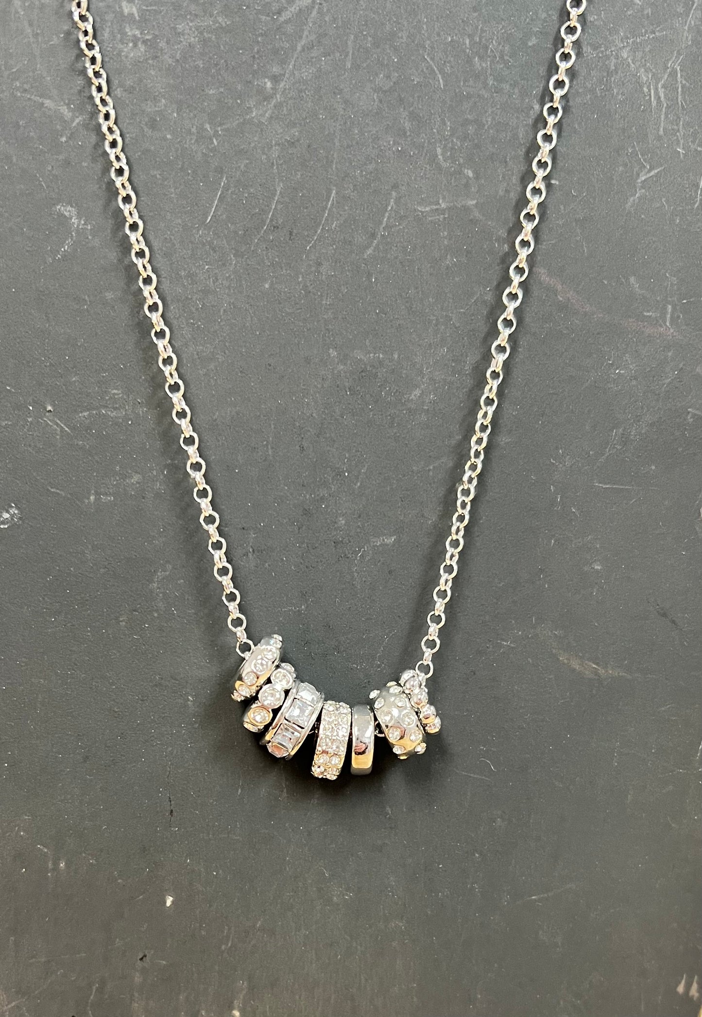 Silver Crystal Adorned Accents Necklace