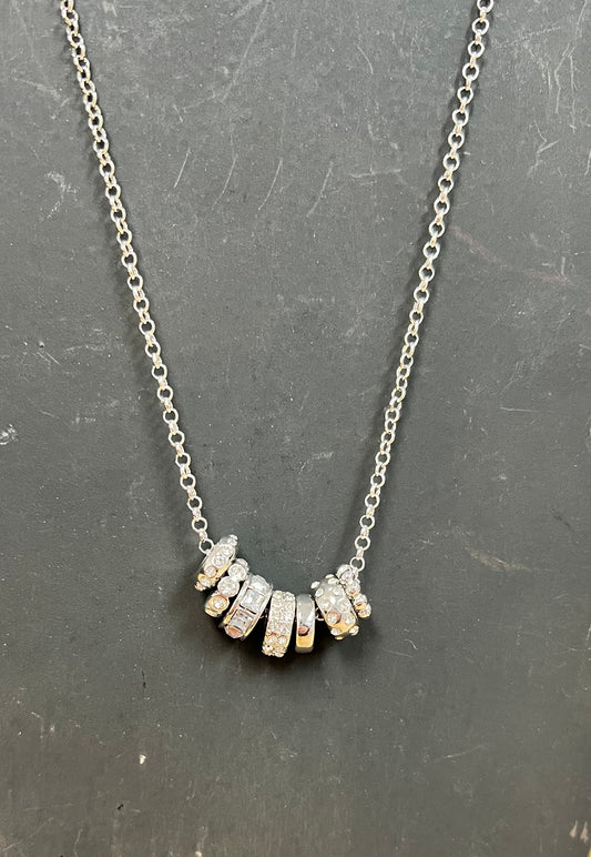 Silver Crystal Adorned Accents Necklace