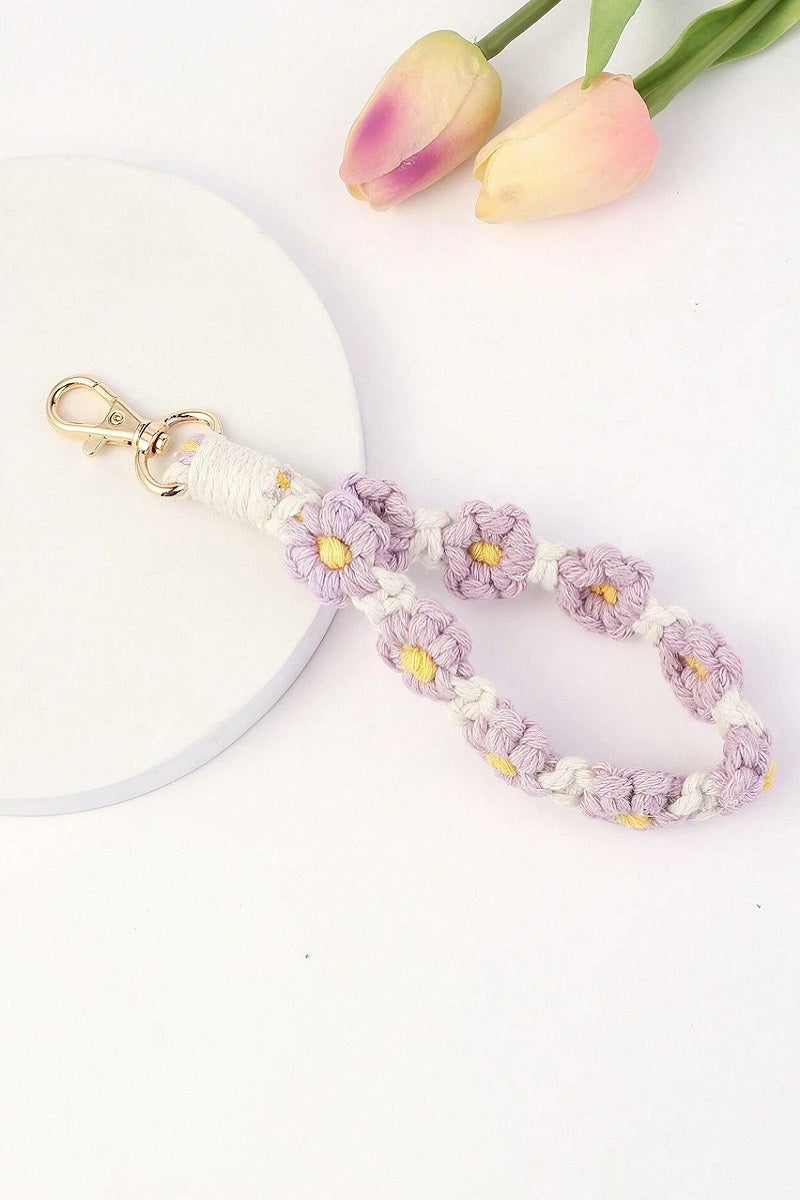 Daisy Flower Wristlet Keychain
