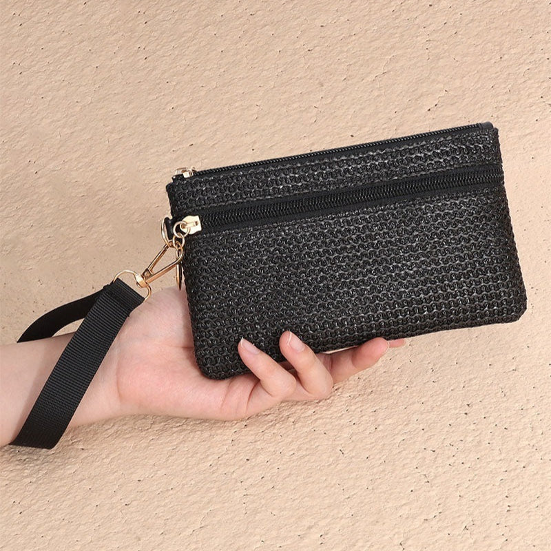 Boho Woven Straw Wristlet