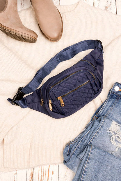 Quilted Sling Bag - Black, Pink, Plum or Navy