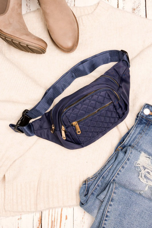 Quilted Sling Bag - Navy
