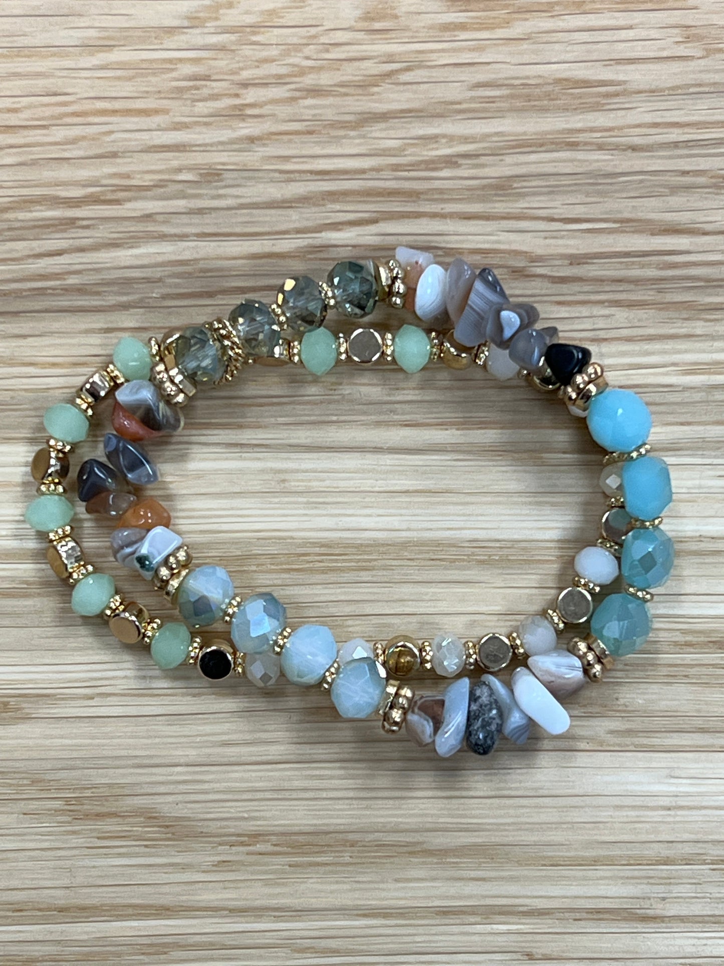 Stone & Bead Stretch Bracelet