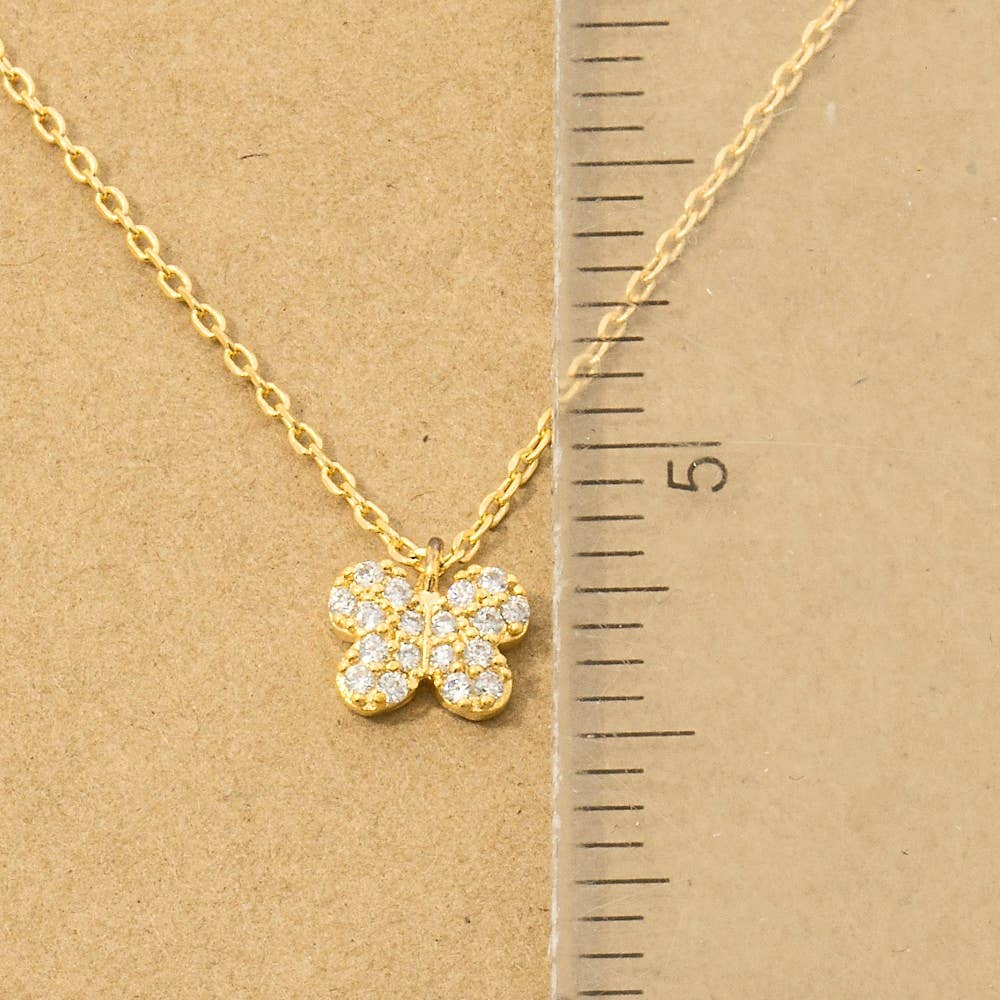 Gold Dipped Pave Mini Butterfly Charm Necklace