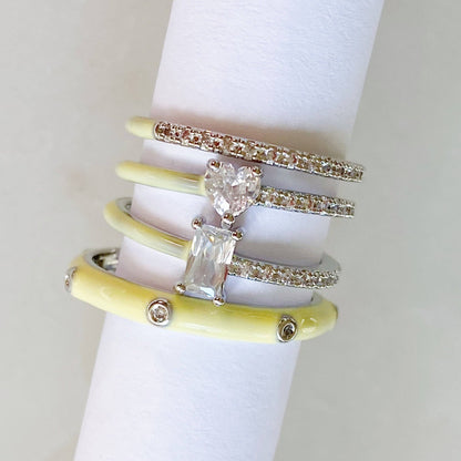 Pastel Glam Ring Set Of 4: Green/Gold