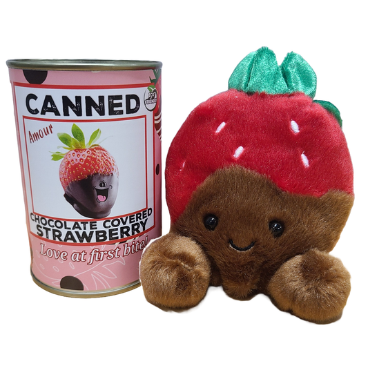 Canned Chocolate Covered Strawberry | Valentine Gift Plush: Pop Top Lid