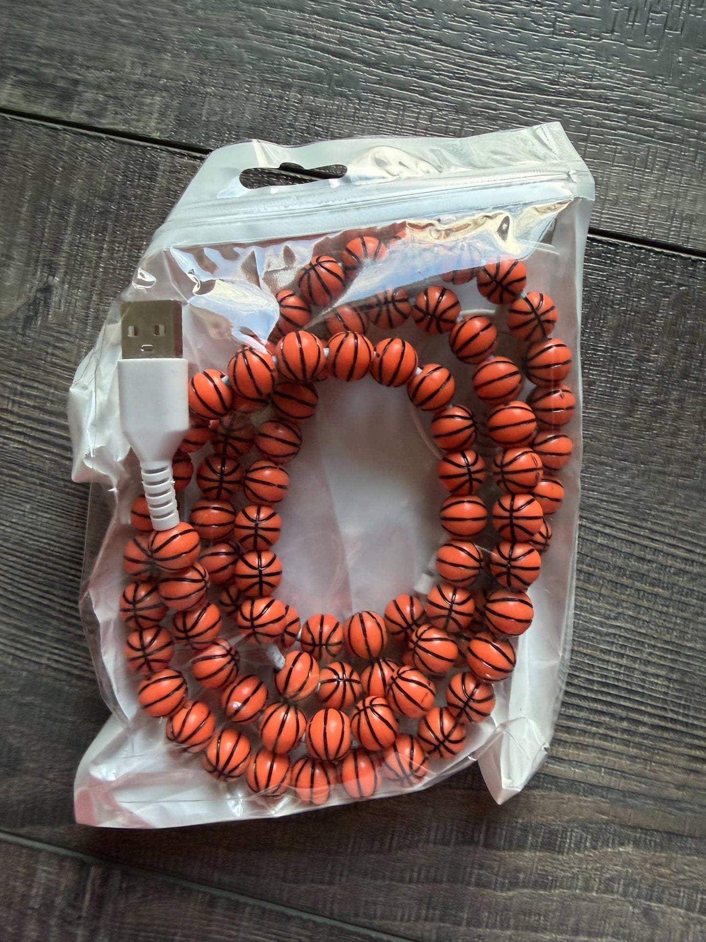 Sports Ball Phone Cord with Lightening and USB-C - Basketball