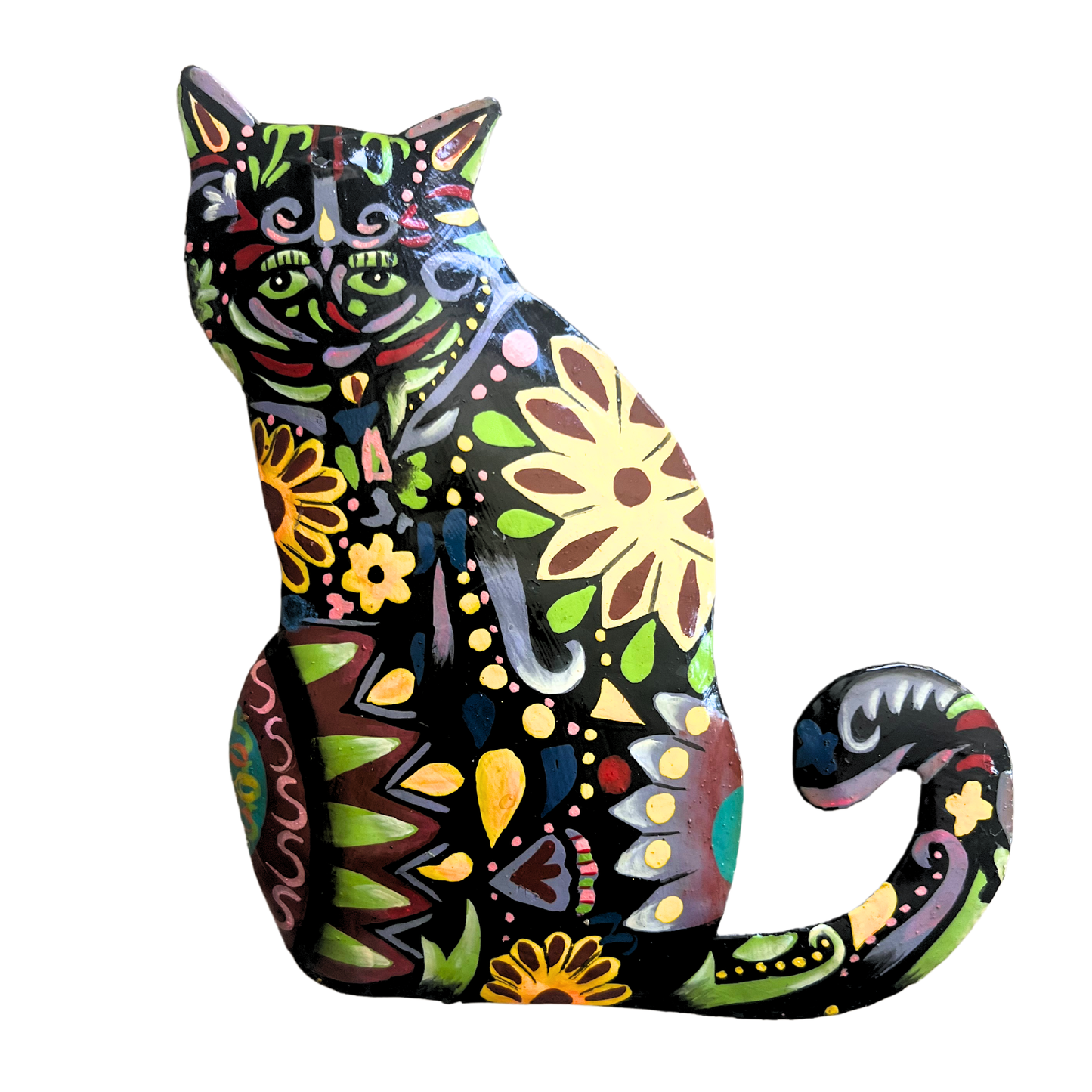 Vivid Meow Painted Cat Metal Wall Art