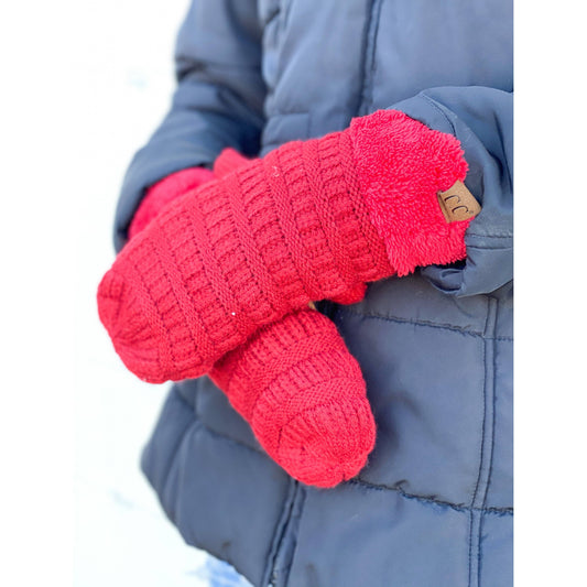 Solid Fuzzy Lined Women's Mittens