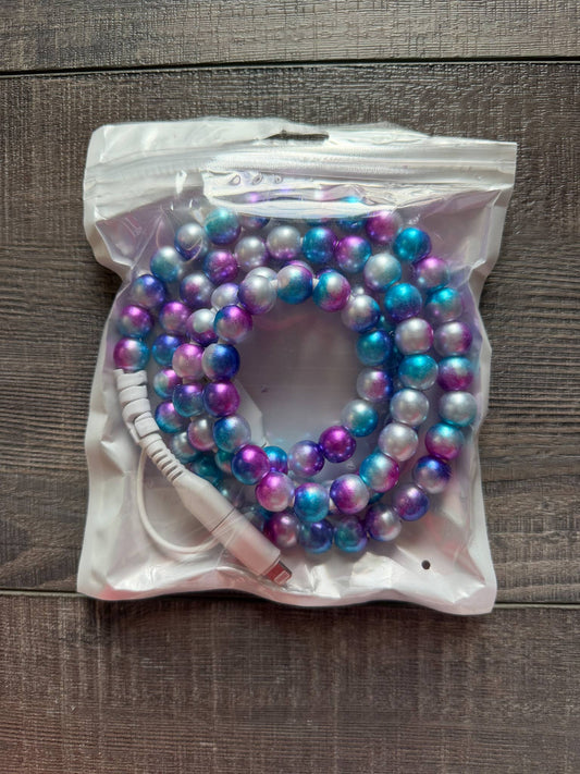 Beaded Phone Charger with Lightning & USB-C - Mermaid