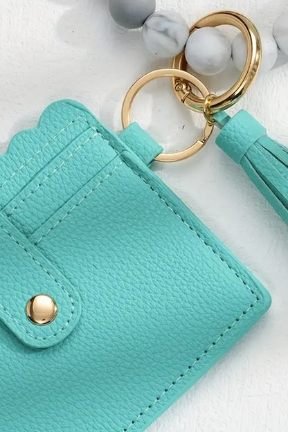 Silicone Beaded Keychain Card Holder Wristlet