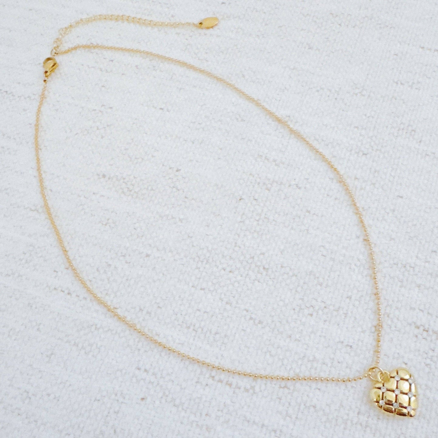 Quilted Luxe Heart Charm Necklace