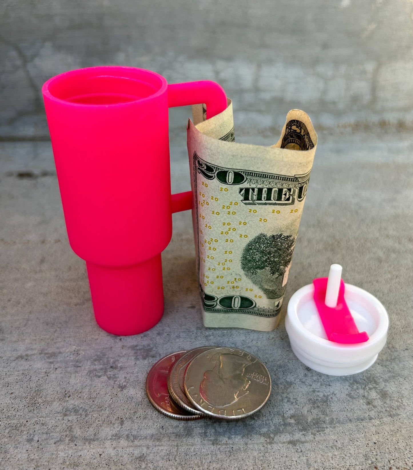 Plastic Tumbler Keychain with Removable Lid : Hot Pink