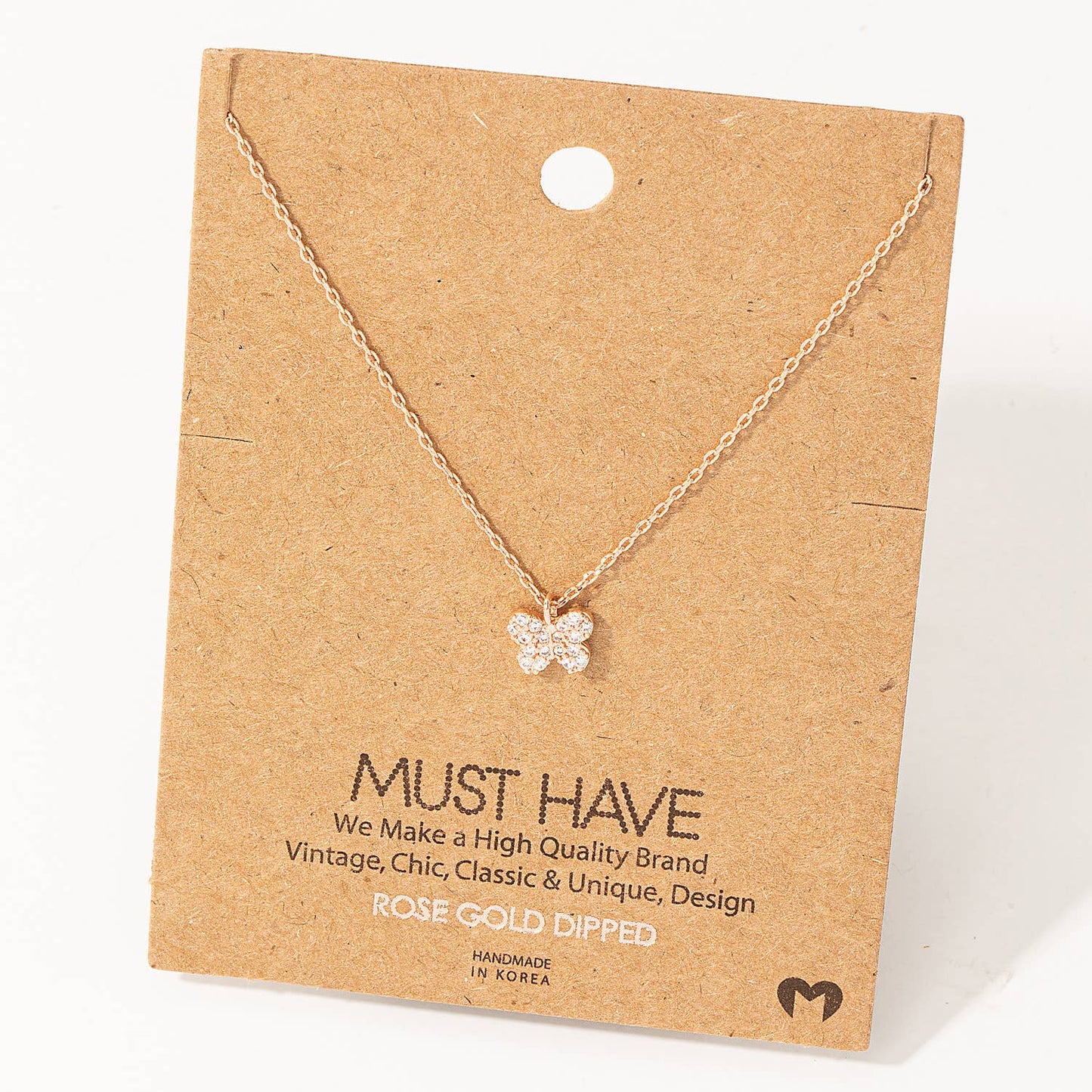 Gold Dipped Pave Mini Butterfly Charm Necklace