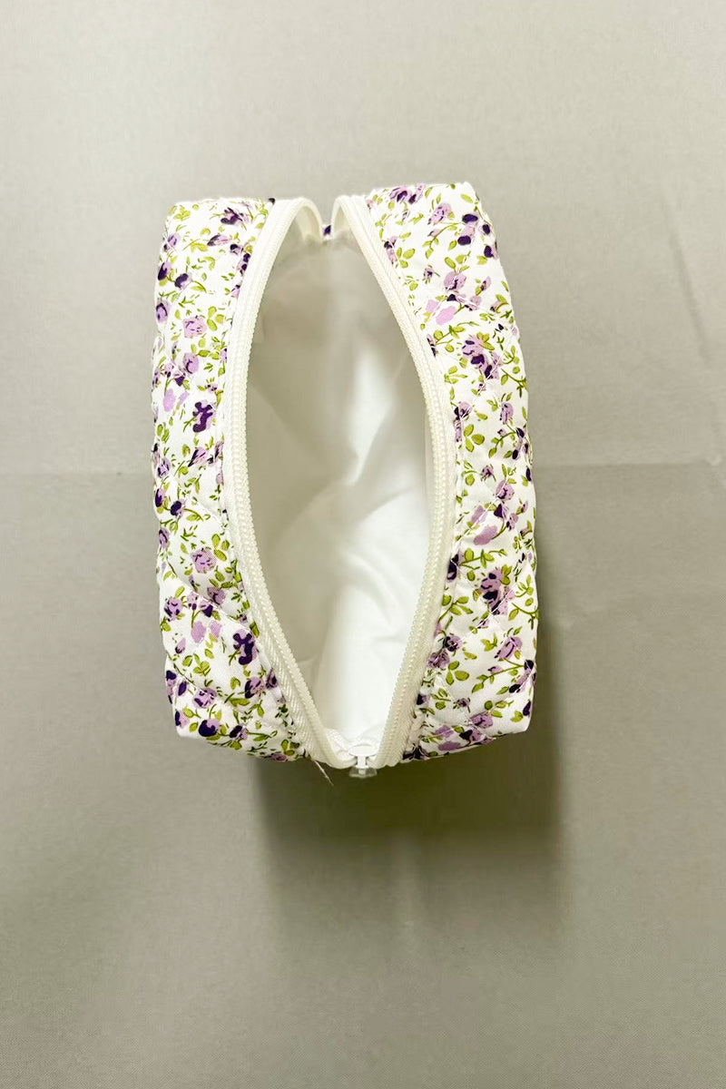 Quilted Floral Cosmetic Bag