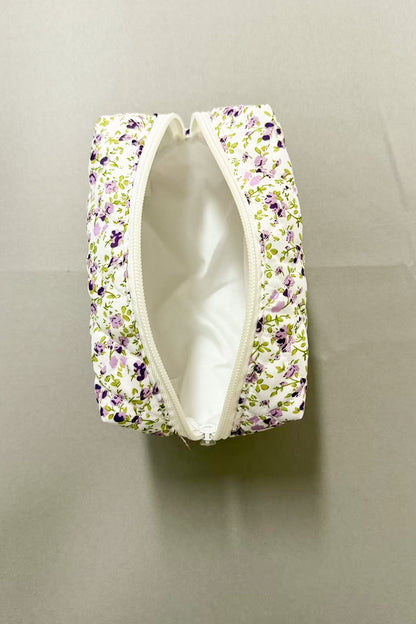Quilted Floral Cosmetic Bag