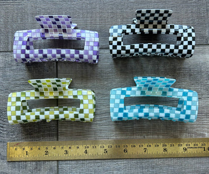 4 Inch Checkered Claw Clip