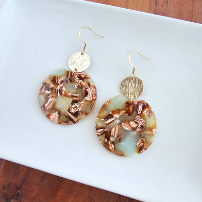 Zoey Earrings - Seafoam & Rust