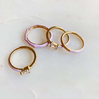 Pastel Glam Ring Set Of 4: Green/Gold