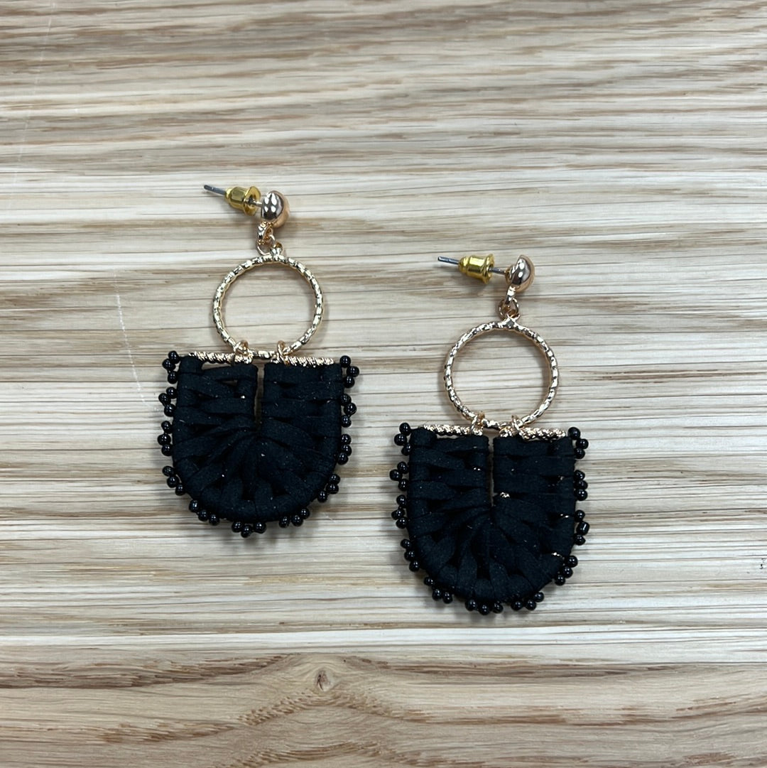 U Shape Dangle Earrings - Black