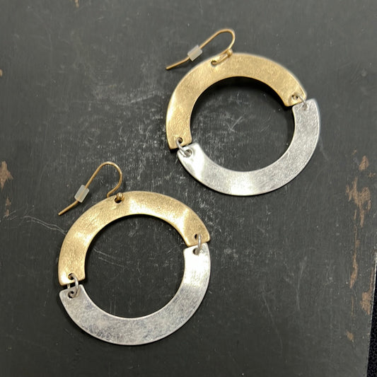 Two Tone Circle Earrings