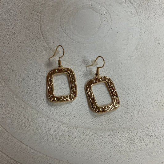 Gold Textured Square Earrings