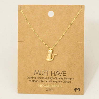 Gold Dipped Cat Pendant Necklace