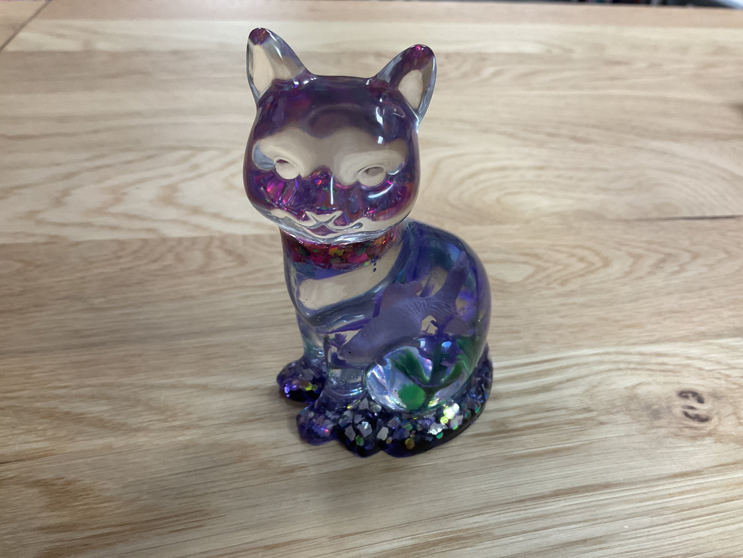 Resin Cat with Fish Inside