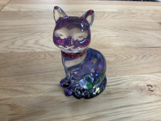 Resin Cat with Fish Inside